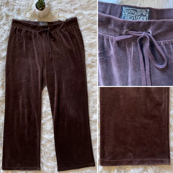 🔥Rare🔥 Y2K Vintage Brown Velour Embellished Track Suit, XL, Made in 🇺🇸 - Picture 10 of 16